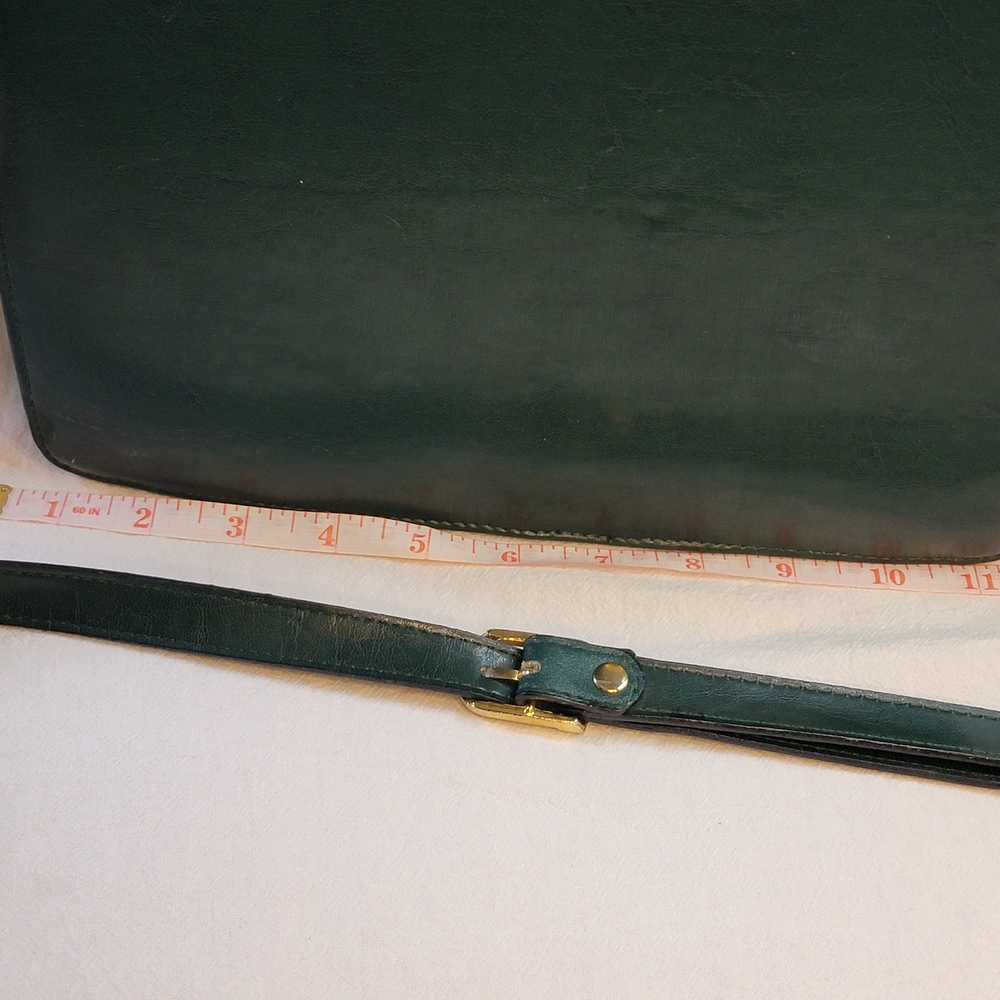 Vintage Belle Rose Elegant Green Leather Women's Bag - Picture 5 of 13